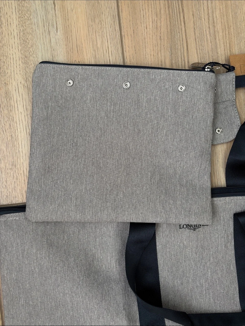 NWT Longines Melange Canvas Foldable Travel Bag Gray/Blue Sporty Minimalist